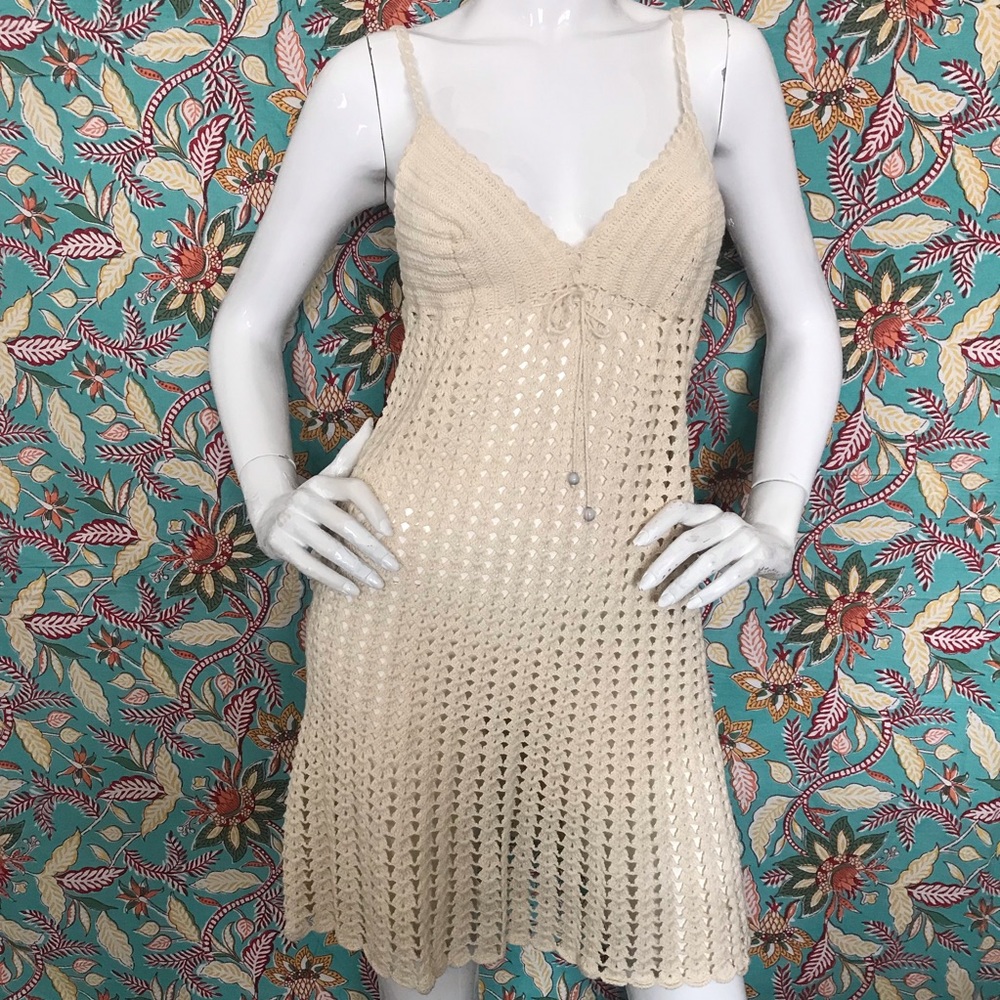 Brazilian Hand-Made Crochet Demi Dress (NWOT) plus Slip-Dress (2 Pc) Size Small